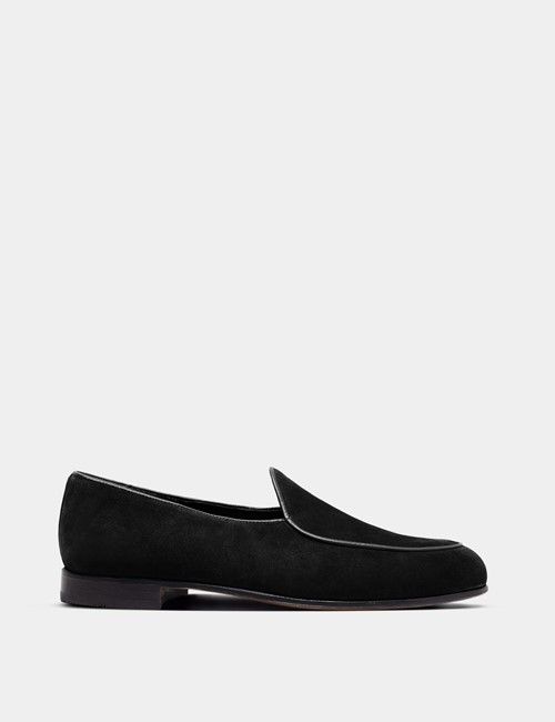 Black Italian Suede Belgian Loafer