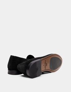 Black Italian Suede Belgian Loafer-preview3