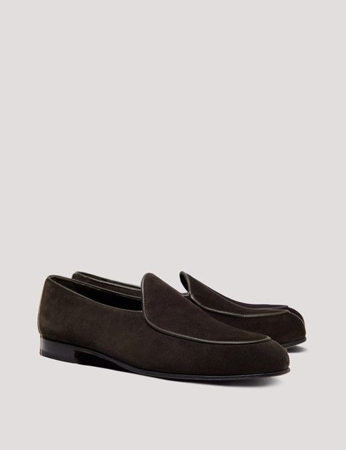 Brown Italian Suede Belgian Loafer-preview