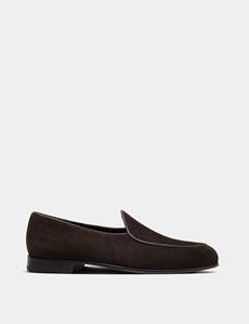 Brown Italian Suede Belgian Loafer