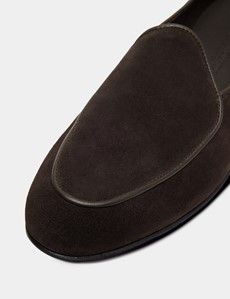 Brown Italian Suede Belgian Loafer-preview5