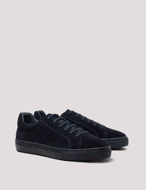 Navy Suede Tonal Sole Sneakers-preview