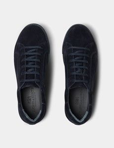 Navy Suede Tonal Sole Sneakers-preview4