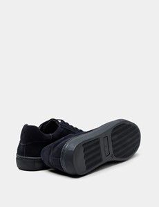 Navy Suede Tonal Sole Sneakers-preview3