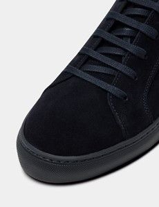 Navy Suede Tonal Sole Sneakers-preview5