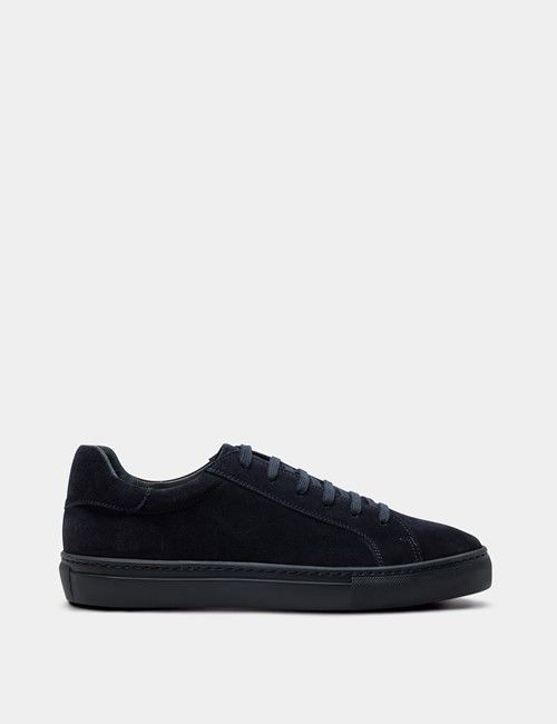 Navy Suede Tonal Sole Sneakers