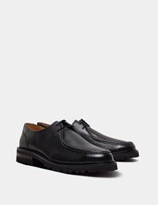 Black Chunky Apron Derby Shoe