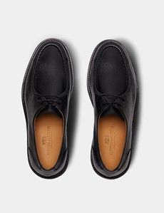 Black Chunky Apron Derby Shoe