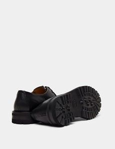 Black Chunky Apron Derby Shoe