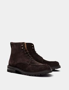 Chocolate Brown Apron Derby Boots