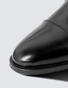 Black Leather Double Monk Strap Shoe-preview5