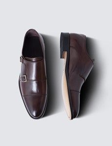 Dark Brown Leather Double Monk Strap Shoe-preview3