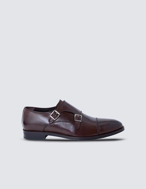 Dark Brown Leather Double Monk Strap Shoe