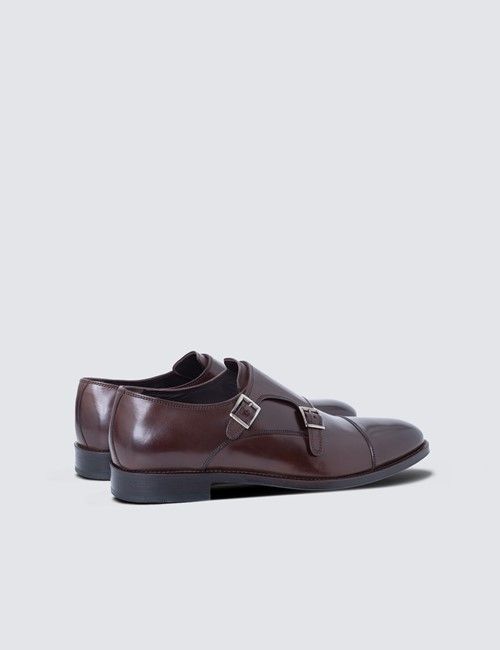 Dark Brown Leather Double Monk Strap Shoe-preview