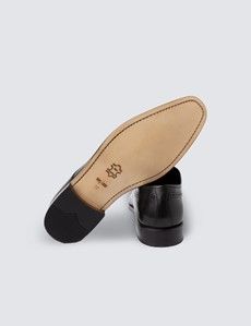 Black Leather Semi Brogue Shoe-preview3