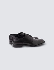 Black Leather Semi Brogue Shoe-preview2