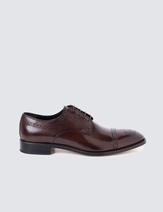 Brown Leather Semi Brogue Shoe