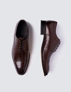 Brown Leather Semi Brogue Shoe-preview4