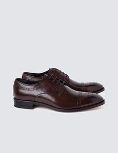 Brown Leather Semi Brogue Shoe-preview1