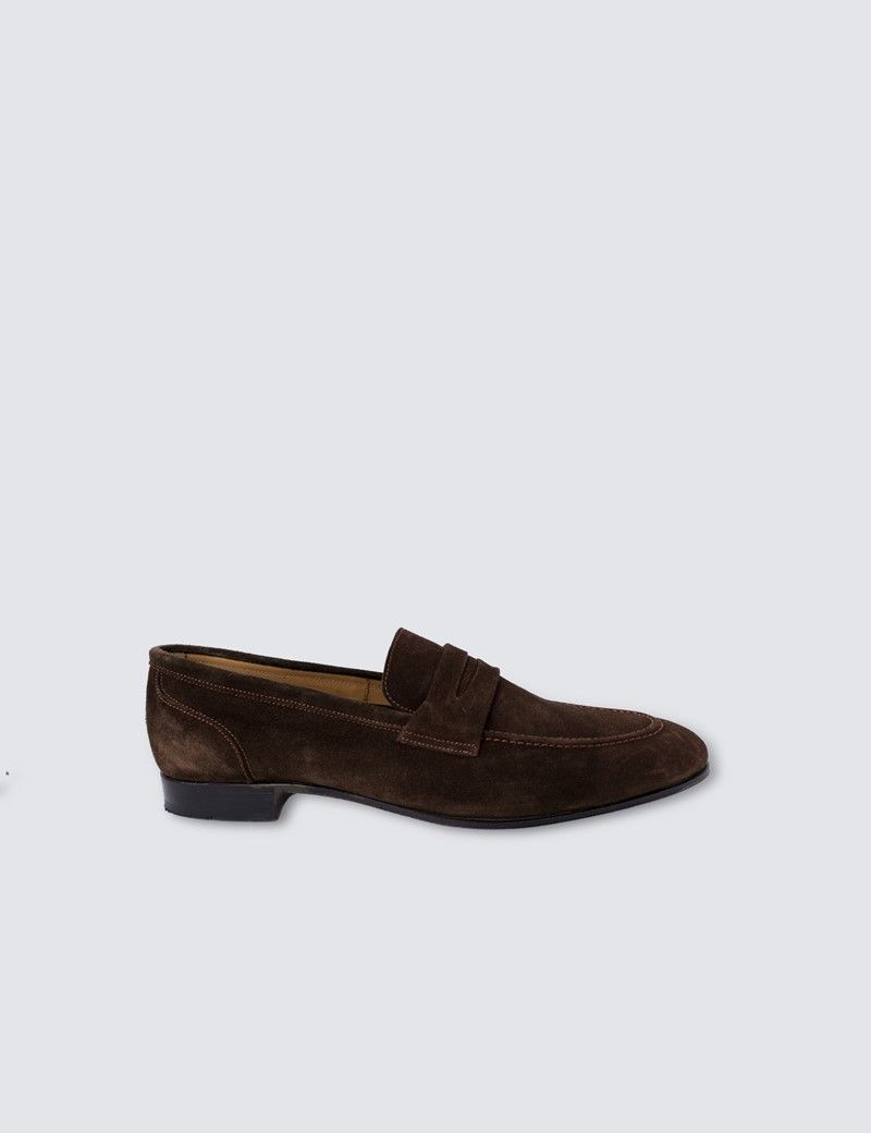 Men’s Brown Suede Loafers | Hawes & Curtis