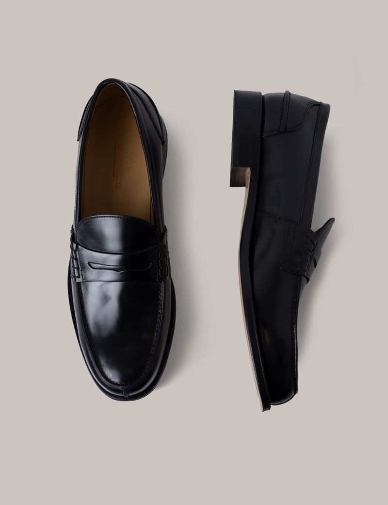 All black leather slip on shoes online