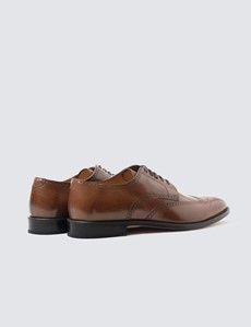 Tan Leather Derby Brogue Shoe-preview2