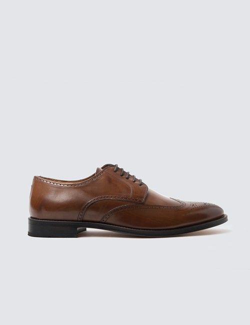 Tan Leather Derby Brogue Shoe