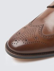 Tan Leather Derby Brogue Shoe-preview5