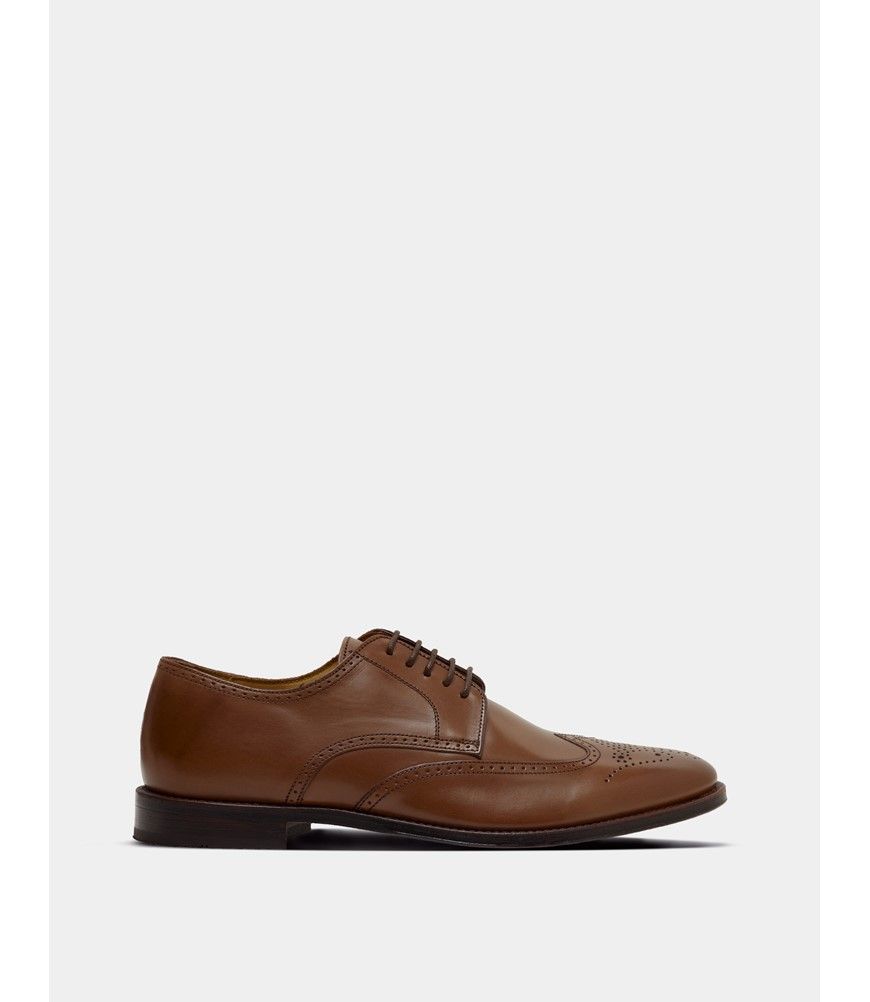 Leather Men's Shoe with Derby Lace Up in Tan | Hawes