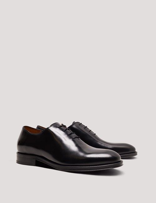 Black Leather Wholecut Oxford Dress Shoe-preview