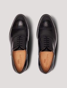 Black Leather Semi Brogue Shoe-preview4