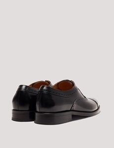 Black Leather Semi Brogue Shoe-preview2