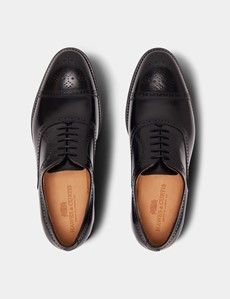 Black Leather Semi Brogue Shoe-preview4