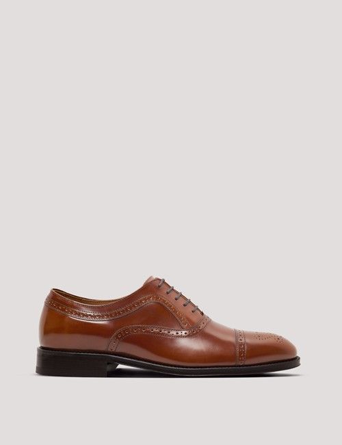 Tan Leather Semi Brogue Shoe