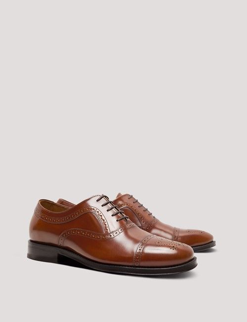 Tan Leather Semi Brogue Shoe-preview