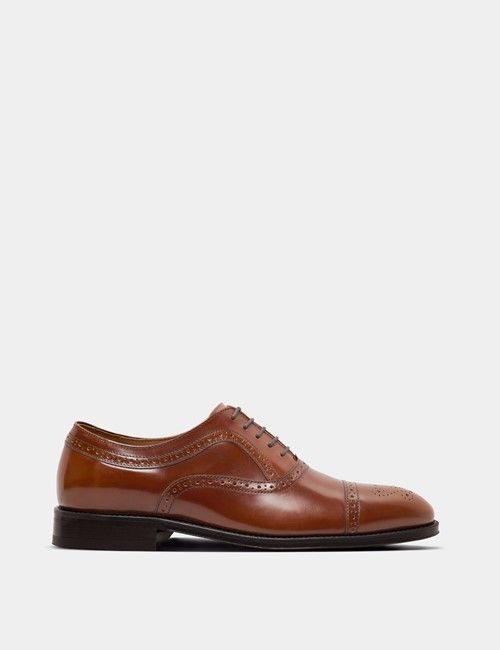 Tan Leather Semi Brogue Shoe