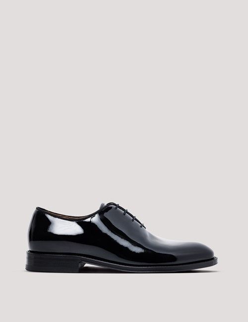 Black Italian Patent Leather Wholecut Oxford Dress Shoe