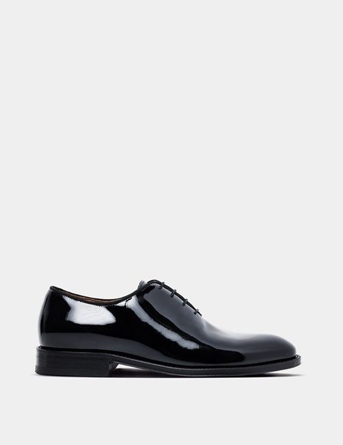 Black Italian Patent Leather Wholecut Oxford Dress Shoe
