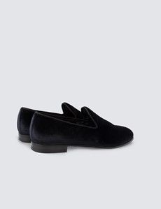Black Velvet Padded Loafer-preview3