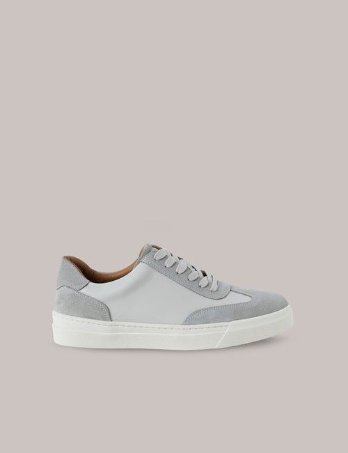 Off White Leather-Suede Sneakers