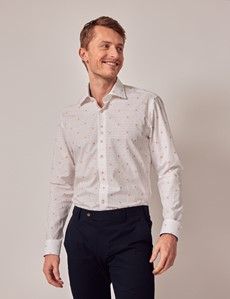 White & Orange Square Dobby Slim Shirt-preview1