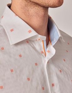 White & Orange Square Dobby Slim Shirt-preview2