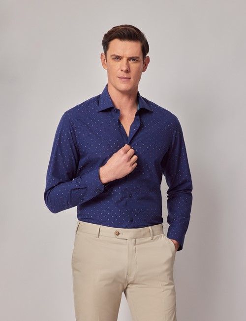Navy Micro Dots Slim Curtis Shirt