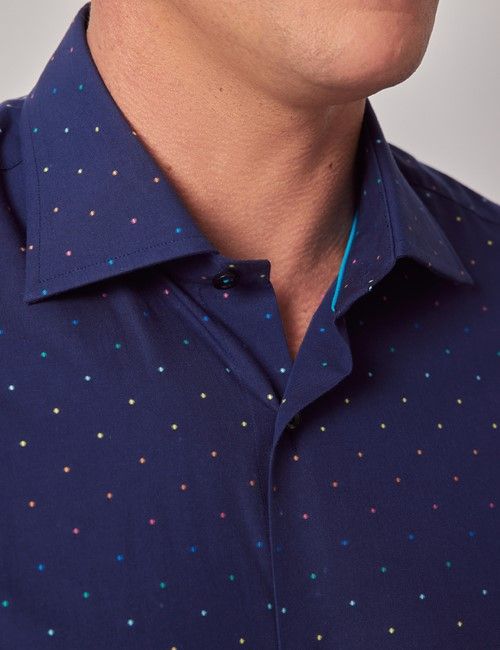 Navy Micro Dots Slim Curtis Shirt-preview