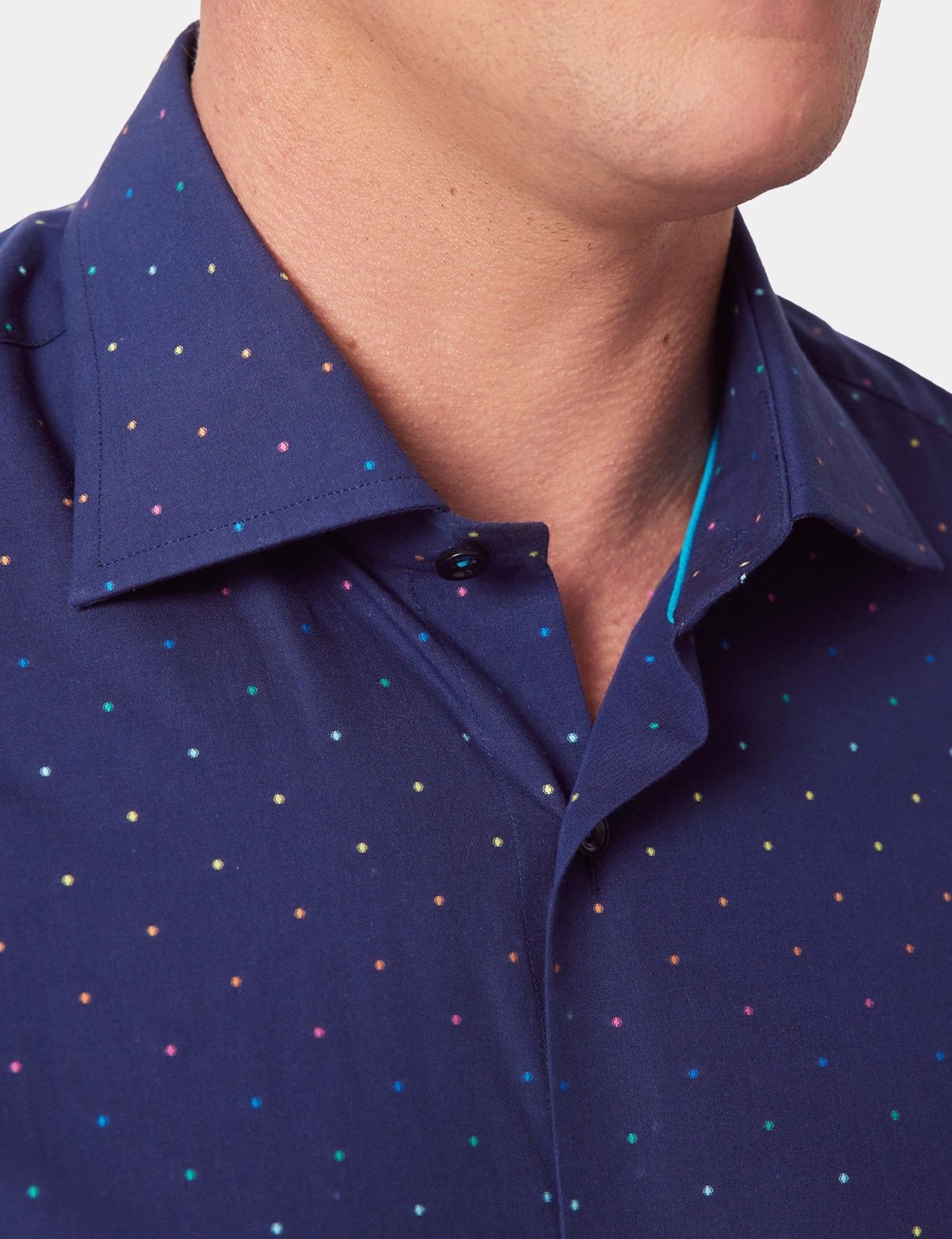 Slim Fit Navy Micro Dots Curtis Shirt-preview