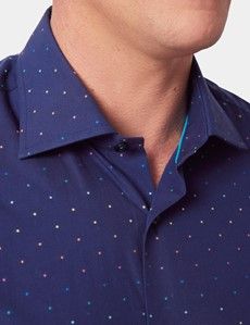 Slim Fit Navy Micro Dots Curtis Shirt