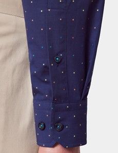 Slim Fit Navy Micro Dots Curtis Shirt