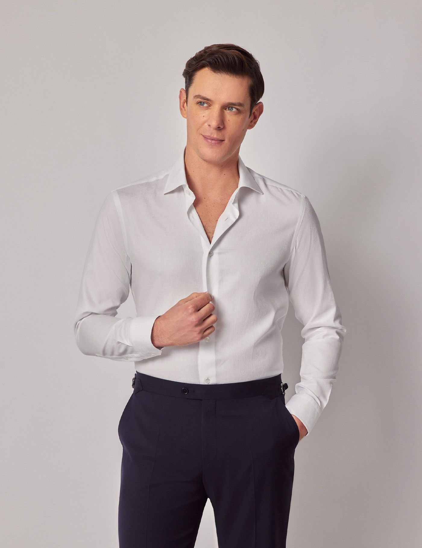 Slim Fit White Jacquard Paisley Curtis Shirt