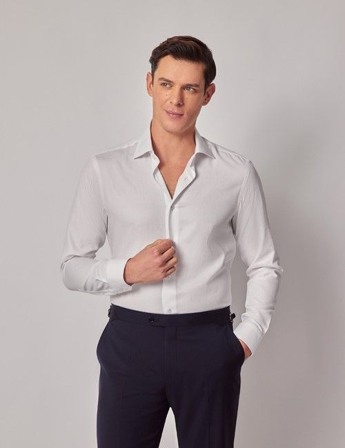 White Jacquard Paisley Slim Curtis Shirt