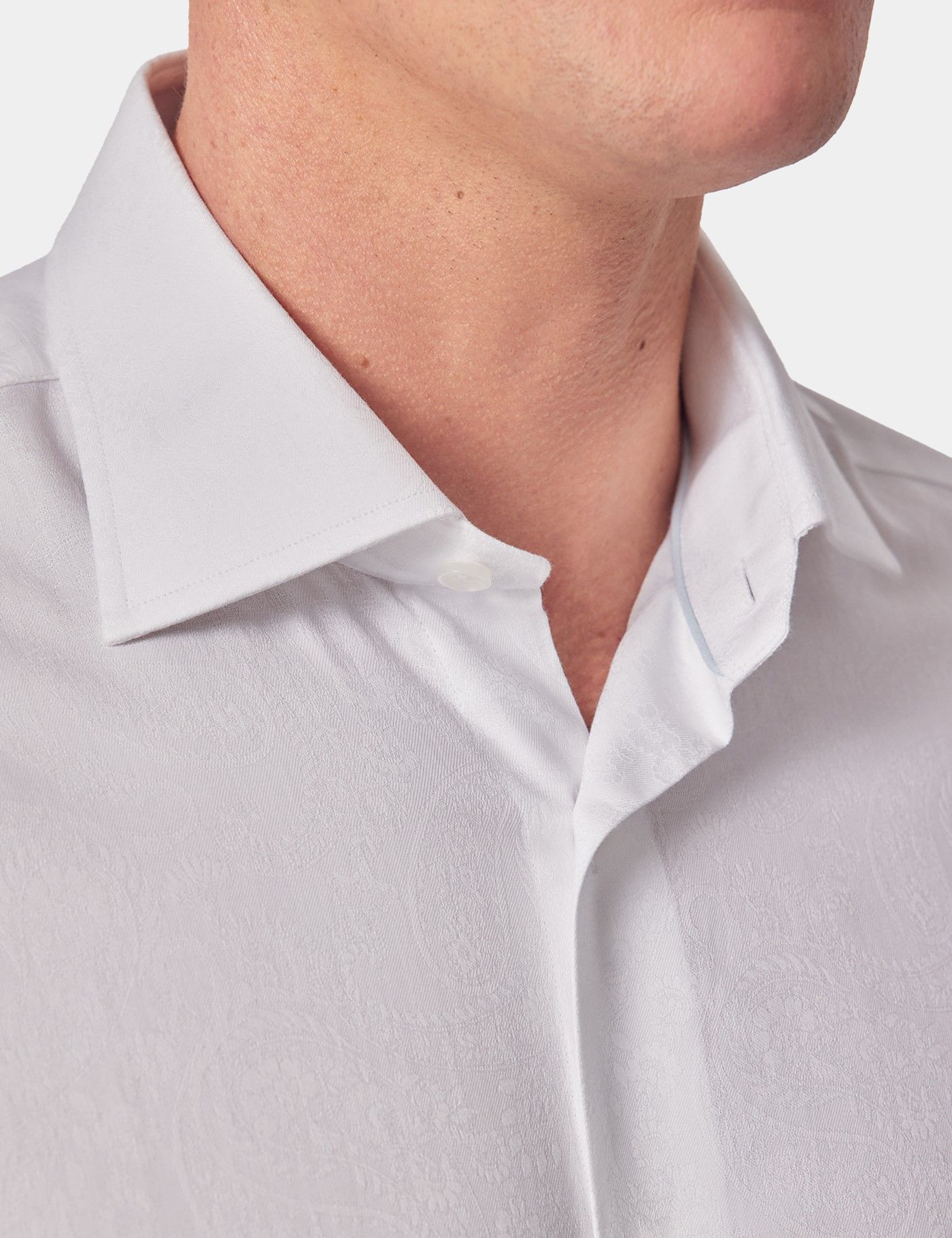 Slim Fit White Jacquard Paisley Curtis Shirt-preview